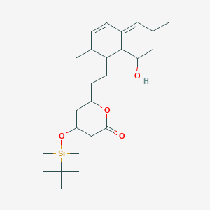 molecular formula C25H42O4Si B8695034 4-(tert-Butyldimethylsilanyloxy)-6-[2-(8-hydroxy-2,6-dimethyl-1,2,6,7,8,8a-hexahydronaphthalen-1-yl)ethyl]tetrahydropyran-2-one 