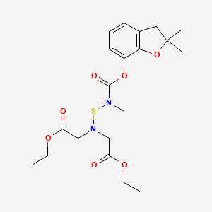 molecular formula C20H28N2O7S B8695227 Glycine, N-(((((2,3-dihydro-2,2-dimethyl-7-benzofuranyl)oxy)carbonyl)methylamino)thio)-N-(2-ethoxy-2-oxoethyl)-, ethyl ester CAS No. 82560-27-8