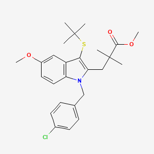 3-[1-(4-Chlorobenzyl)-3-(t-butylthio)-5-methoxyindol-2-yl]-2,2-dimethylpropanoic acid methyl ester