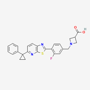 molecular formula C26H22FN3O2S B8695652 1-((3-Fluoro-4-(5-(1-phenylcyclopropyl)thiazolo[5,4-b]pyridin-2-yl)phenyl)methyl)azetidine-3-carboxylic acid 