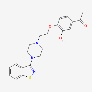molecular formula C22H25N3O3S B8695710 1-(4-{2-[4-(1,2-Benzothiazol-3-yl)piperazin-1-yl]ethoxy}-3-methoxyphenyl)ethanone 