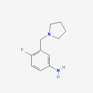 molecular formula C11H15FN2 B8695905 4-Fluoro-3-(pyrrolidin-1-ylmethyl)aniline 