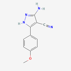 molecular formula C11H10N4O B8696138 5-amino-3-(4-methoxy-phenyl)-1H-pyrazole-4-carbonitrile 