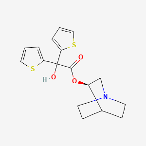 molecular formula C17H19NO3S2 B8696329 (R)-Quinucldin-3-yl hydroxybis(2-thienyl)acetate 