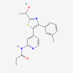 molecular formula C20H21N3O2S B8696370 N-[4-[2-(1-Hydroxyethyl)-4-(3-methylphenyl)-1,3-thiazol-5-YL]-2-pyridyl]propionamide CAS No. 365430-99-5