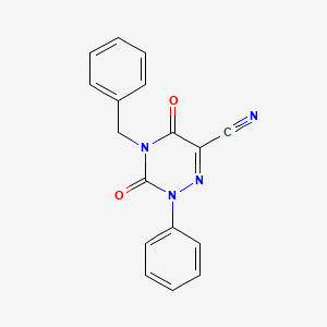 molecular formula C17H12N4O2 B8696545 1,2,4-Triazine-6-carbonitrile, 2,3,4,5-tetrahydro-4-benzyl-3,5-dioxo-2-phenyl- 