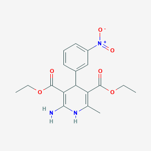 molecular formula C18H21N3O6 B8696591 Diethyl 2-amino-6-methyl-4-(3-nitrophenyl)-1,4-dihydropyridine-3,5-dicarboxylate 
