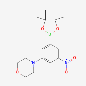 molecular formula C16H23BN2O5 B8696620 4-(3-Nitro-5-(4,4,5,5-tetramethyl-1,3,2-dioxaborolan-2-yl)phenyl)morpholine 
