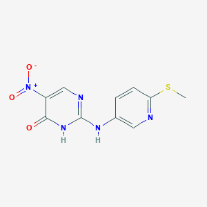 molecular formula C10H9N5O3S B8696701 2-{[6-(Methylsulfanyl)pyridin-3-yl]amino}-5-nitropyrimidin-4(3H)-one CAS No. 77961-70-7