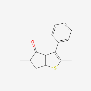 molecular formula C15H14OS B8697018 2,5-dimethyl-3-phenyl-5,6-dihydro-4H-cyclopenta[b]thiophene-4-one CAS No. 345306-41-4