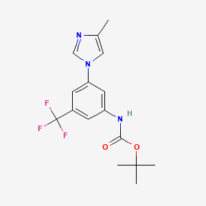 molecular formula C16H18F3N3O2 B8697114 tert-Butyl (3-(4-methyl-1H-imidazol-1-yl)-5-(trifluoromethyl)phenyl)carbamate CAS No. 641571-14-4