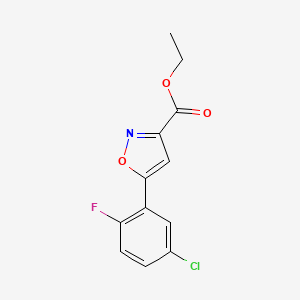 molecular formula C12H9ClFNO3 B8697314 Ethyl 5-(5-chloro-2-fluorophenyl)isoxazole-3-carboxylate 
