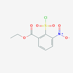 molecular formula C9H8ClNO6S B8697584 Ethyl 2-(chlorosulfonyl)-3-nitrobenzoate 