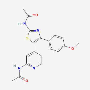 molecular formula C19H18N4O3S B8697745 N-[5-(2-Acetylamino-4-pyridyl)-4-(4-methoxyphenyl)-1,3-thiazol-2-YL]acetamide CAS No. 365429-53-4