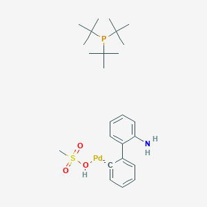 molecular formula C25H41NO3PPdS- B8697921 Tri-tert-butylphosphane; {2'-amino-[1,1'-biphenyl]-2-YL}palladio methanesulfonate 