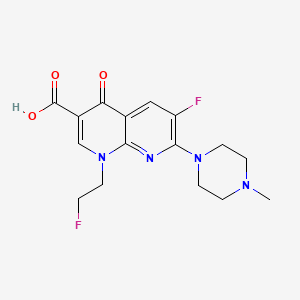 molecular formula C16H18F2N4O3 B8698160 1,8-Naphthyridine-3-carboxylic acid, 1,4-dihydro-6-fluoro-1-(2-fluoroethyl)-7-(4-methyl-1-piperazinyl)-4-oxo- CAS No. 84209-33-6