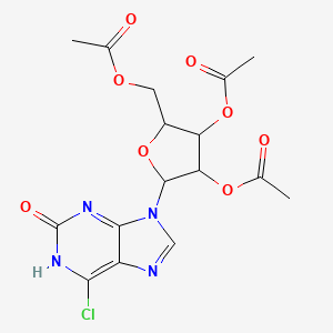 molecular formula C16H17ClN4O8 B8698251 6-Chloro-2-hydroxy-9-(2 inverted exclamation mark,3 inverted exclamation mark,5 inverted exclamation mark-tri-O-acetyl-|A-D-ribofuranosyl)purine 