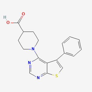 molecular formula C18H17N3O2S B8698331 1-(5-Phenylthieno[2,3-d]pyrimidin-4-yl)piperidine-4-carboxylic acid 