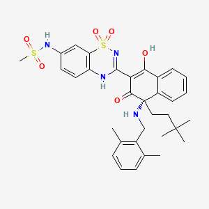 Methanesulfonamide, N-[3-[(4S)-4-(3,3-dimethylbutyl)-4-[[(2,6-dimethylphenyl)methyl]amino]-3,4-dihydro-1-hydroxy-3-oxo-2-naphthalenyl]-1,1-dioxido-2H-1,2,4-benzothiadiazin-7-yl]-