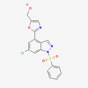 molecular formula C17H12ClN3O4S B8698925 (2-(6-chloro-1-(phenylsulfonyl)-1H-indazol-4-yl)oxazol-5-yl)methanol 