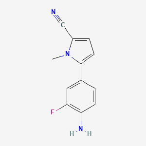 molecular formula C12H10FN3 B8698930 5-(4-amino-3-fluorophenyl)-1-methyl-1H-pyrrole-2-carbonitrile CAS No. 921631-38-1