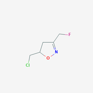 molecular formula C5H7ClFNO B8699028 5-(Chloromethyl)-3-(fluoromethyl)-4,5-dihydroisoxazole 