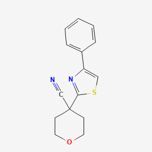 molecular formula C15H14N2OS B8699082 4-(4-phenylthiazol-2-yl)tetrahydro-2H-pyran-4-carbonitrile 
