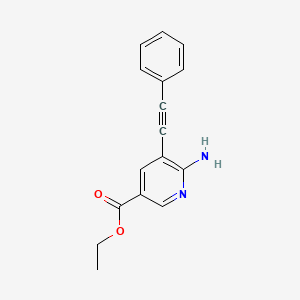 molecular formula C16H14N2O2 B8699218 Ethyl 6-amino-5-(phenylethynyl)nicotinate 