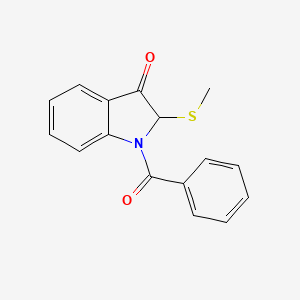 molecular formula C16H13NO2S B8699223 1-Benzoyl-2-(methylsulfanyl)-1,2-dihydro-3H-indol-3-one CAS No. 51175-55-4