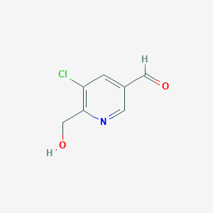 molecular formula C7H6ClNO2 B8699393 5-Chloro-6-(hydroxymethyl)-3-pyridinecarbaldehyde 