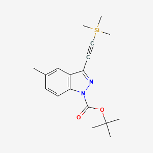 molecular formula C18H24N2O2Si B8699405 tert-butyl 5-methyl-3-[(trimethylsilyl)ethynyl]-1H-indazole-1-carboxylate CAS No. 1383705-72-3