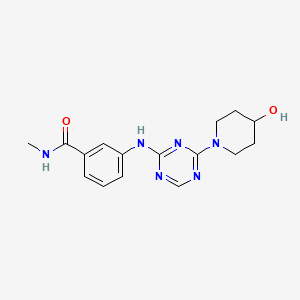 molecular formula C16H20N6O2 B8699440 3-(4-(4-hydroxypiperidin-1-yl)-1,3,5-triazin-2-ylamino)-N-methylbenzamide 