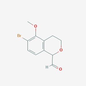 molecular formula C11H11BrO3 B8699655 6-bromo-5-methoxy-3,4-dihydro-1H-isochromene-1-carbaldehyde 