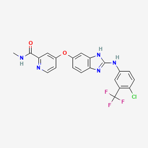 molecular formula C21H15ClF3N5O2 B8699687 4-[[2-[[4-chloro-3-(trifluoromethyl)phenyl]amino]-3H-benzimidazol-5-yl]oxy]-N-methyl-pyridine-2-carboxamide 