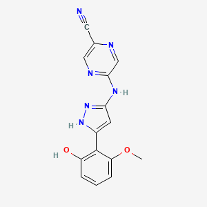 5-((5-(2-Hydroxy-6-methoxyphenyl)-1H-pyrazol-3-yl)amino)pyrazine-2-carbonitrile