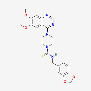 molecular formula C23H25N5O4S B8699813 N-(1,3-benzodioxol-5-ylmethyl)-4-(6,7-dimethoxyquinazolin-4-yl)piperazine-1-carbothioamide 