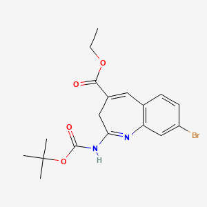 molecular formula C18H21BrN2O4 B8700022 Ethyl 8-bromo-2-((tert-butoxycarbonyl)amino)-3H-benzo[b]azepine-4-carboxylate 