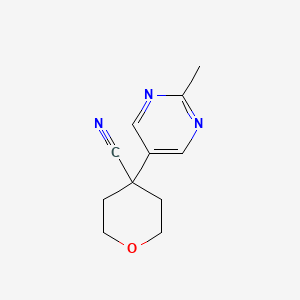 molecular formula C11H13N3O B8700616 4-(2-methylpyrimidin-5-yl)tetrahydro-2H-pyran-4-carbonitrile 