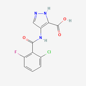 molecular formula C11H7ClFN3O3 B8700772 4-(2-Chloro-6-fluorobenzamido)-1H-pyrazole-5-carboxylic acid CAS No. 825619-06-5