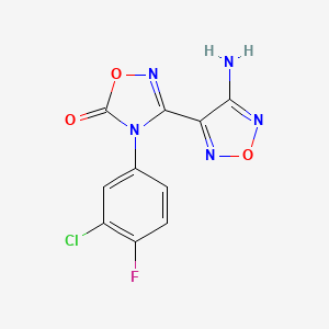 molecular formula C10H5ClFN5O3 B8701104 3-(4-Amino-1,2,5-oxadiazol-3-yl)-4-(3-chloro-4-fluorophenyl)-1,2,4-oxadiazol-5(4H)-one 