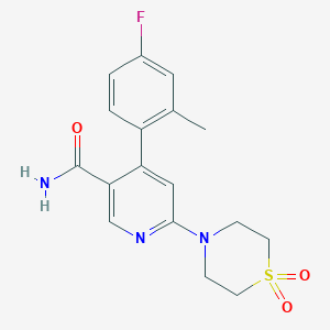 6-(1,1-Dioxido-4-thiomorpholinyl)-4-(4-fluoro-2-methylphenyl)nicotinamide