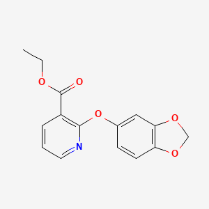 molecular formula C15H13NO5 B8701669 2-(Benzo[1,3]dioxol-5-yloxy)-nicotinic acid ethyl ester 