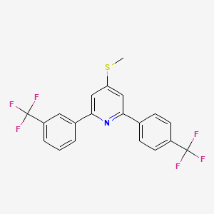 molecular formula C20H13F6NS B8701709 4-(Methylthio)-2-(3-(trifluoromethyl)phenyl)-6-(4-(trifluoromethyl)phenyl)pyridine CAS No. 116579-39-6