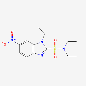 molecular formula C13H18N4O4S B8701717 1H-Benzimidazole-2-sulfonamide, 6-nitro-N,N,1-triethyl- CAS No. 115243-47-5
