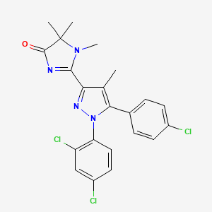 molecular formula C22H19Cl3N4O B8701935 4H-Imidazol-4-one, 2-[5-(4-chlorophenyl)-1-(2,4-dichlorophenyl)-4-methyl-1H-pyrazol-3-yl]-1,5-dihydro-1,5,5-trimethyl- 