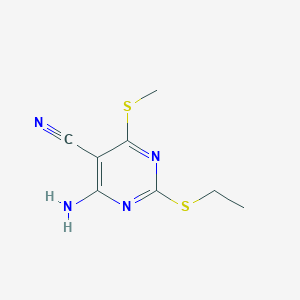 molecular formula C8H10N4S2 B8702691 4-Amino-2-ethylsulfanyl-6-methylsulfanyl-pyrimidine-5-carbonitrile CAS No. 647832-46-0