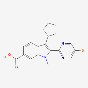 molecular formula C19H18BrN3O2 B8702845 2-(5-bromopyrimidin-2-yl)-3-cyclopentyl-1-methyl-1H-indole-6-carboxylic acid 