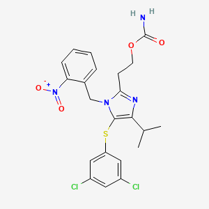 molecular formula C22H22Cl2N4O4S B8703108 1H-Imidazole-2-ethanol, 5-((3,5-dichlorophenyl)thio)-4-(1-methylethyl)-1-((2-nitrophenyl)methyl)-, carbamate (ester) CAS No. 178980-65-9