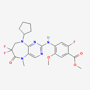 molecular formula C22H24F3N5O4 B8703312 Methyl 4-((9-cyclopentyl-7,7-difluoro-5-methyl-6-oxo-6,7,8,9-tetrahydro-5H-pyrimido[4,5-B][1,4]diazepin-2-YL)amino)-2-fluoro-5-methoxybenzoate 