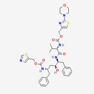 thiazol-5-ylmethyl N-[(1S,3S,4S)-1-benzyl-3-hydroxy-4-[[(2S)-3-methyl-2-[(2-morpholinothiazol-4-yl)methoxycarbonylamino]butanoyl]amino]-5-phenyl-pentyl]carbamate